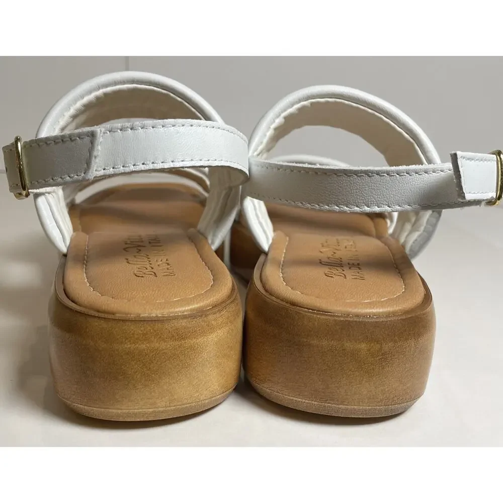 Bella Vita ODE Italy Platform Sandal White Leather Sz 6.5M